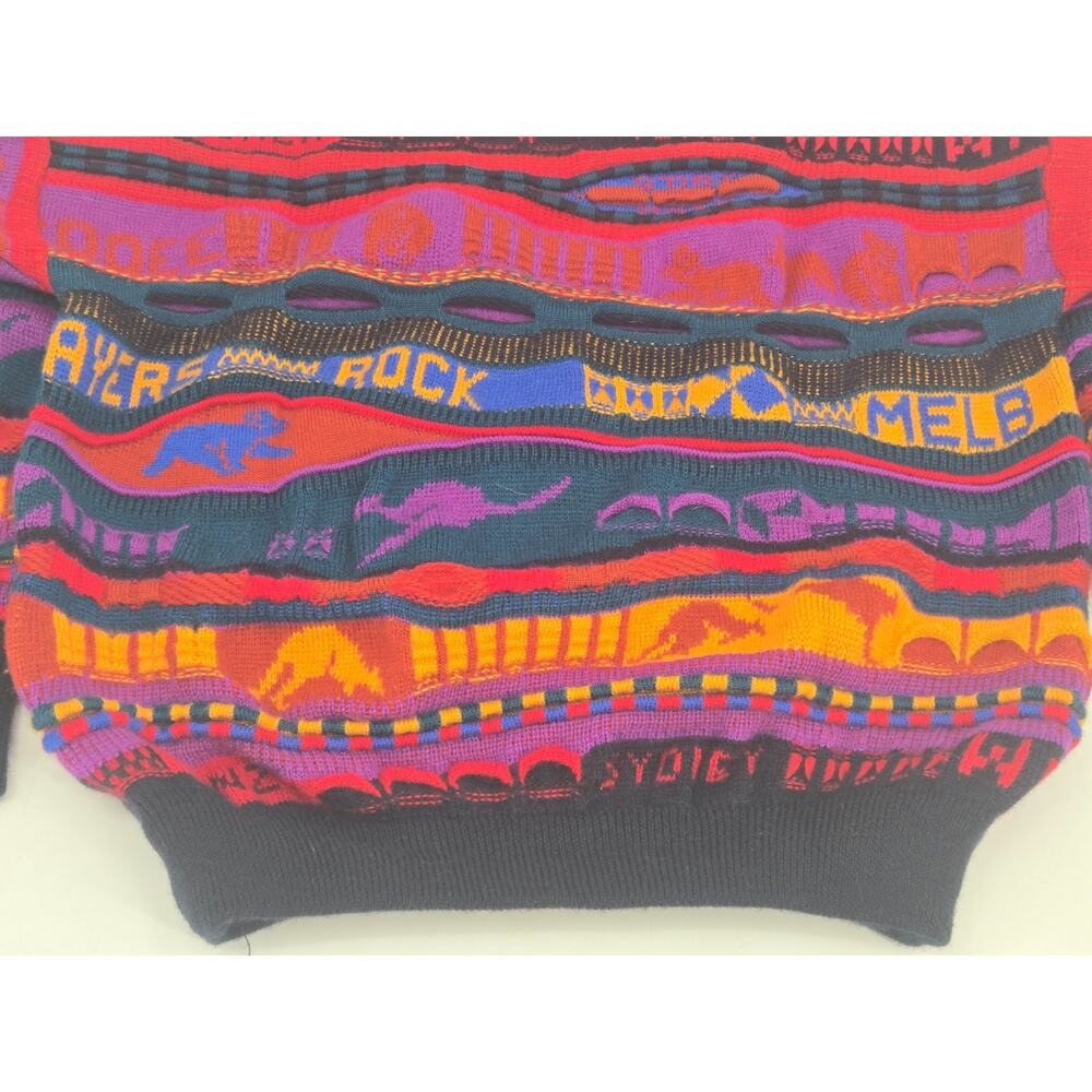 Vintage Emaroo Crazy 3D Knit Pullover Australia Theme 90s Jumper Size:14 - Picture 15 of 16